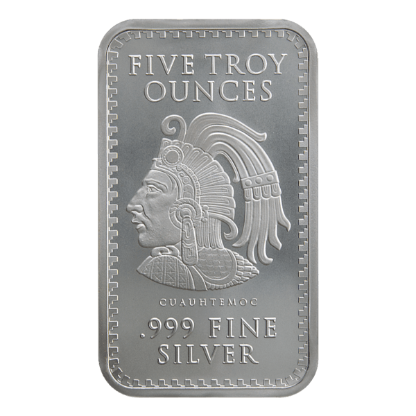 Front 5 oz Silver Bar – Aztec Calendar