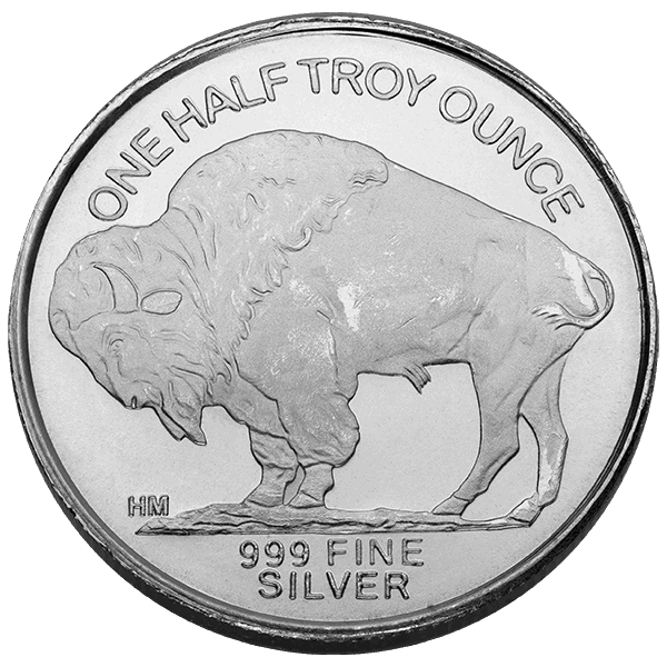 Back 1/2 oz Silver Round (Buffalo Design)