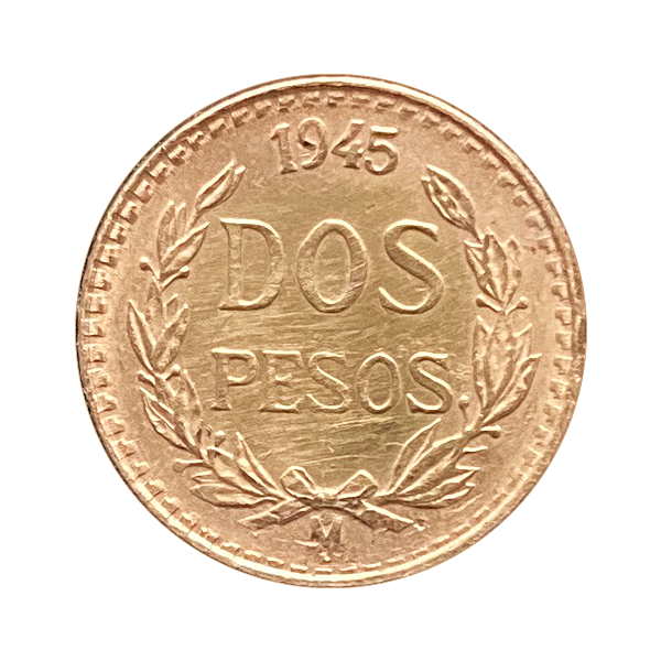 Back Dos Pesos Mexican Gold Coin (Random Year)