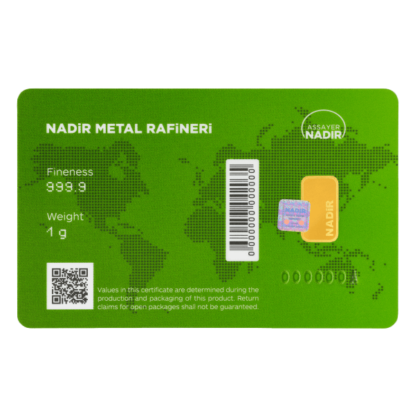 Back 1 Gram Gold Bar – Nadir Refinery (with Assay)