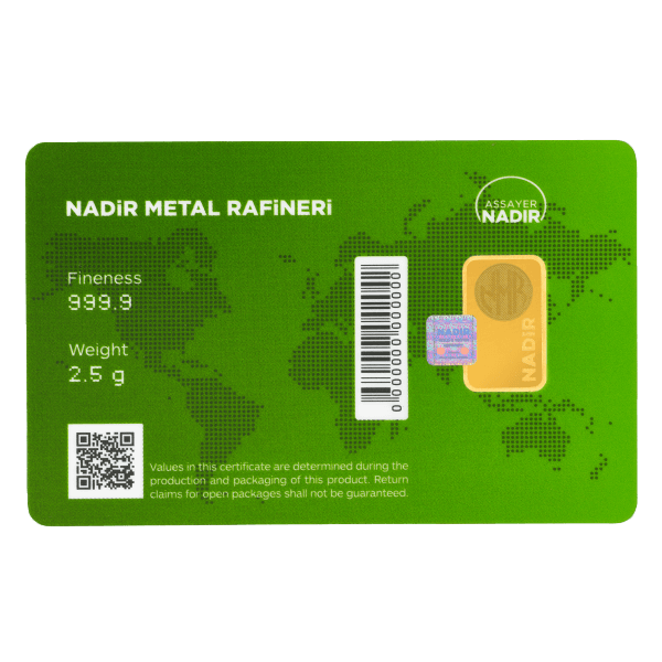 Back 2.5 Gram Gold Bar – Nadir Refinery (with Assay)