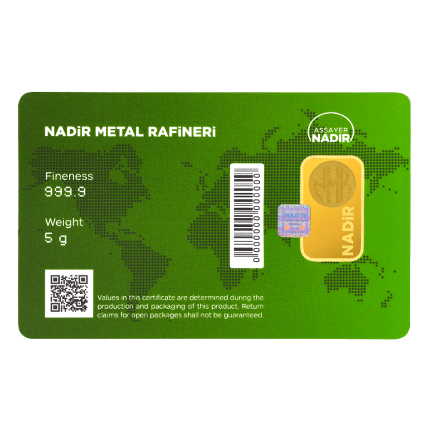 Back 5 Gram Gold Bar – Nadir Refinery (with Assay)