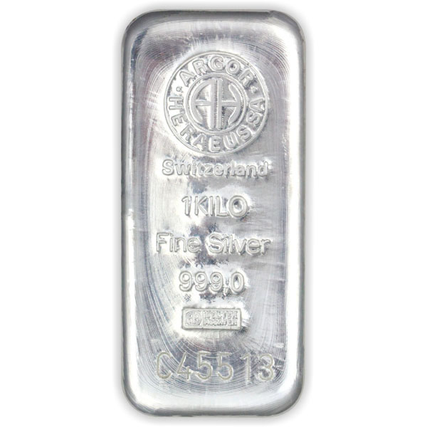 Front 1 Kilo Silver Bar - Argor Heraeus