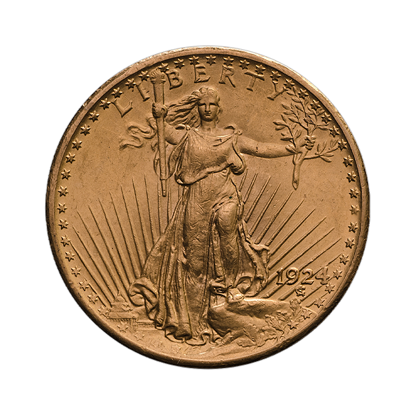 Front $20 Saint-Gaudens Gold Double Eagle Coin BU (Random Year)