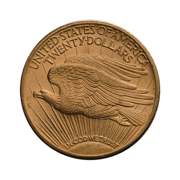 Back $20 Saint-Gaudens Gold Double Eagle Coin BU (Random Year)