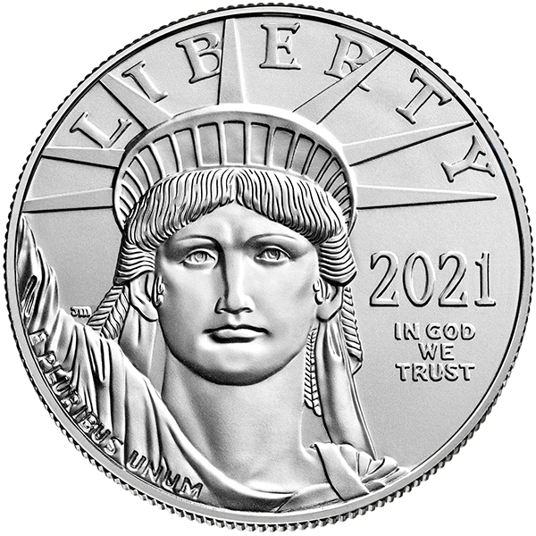 Front 2021 1 oz American Platinum Eagle Coin BU